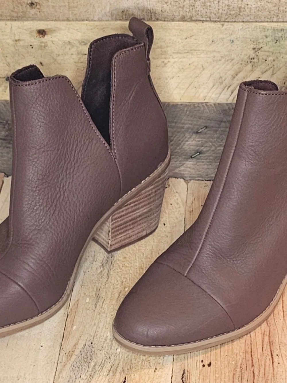 Tom’s Women's Leather Ankle Booties - Sleek Block Heel